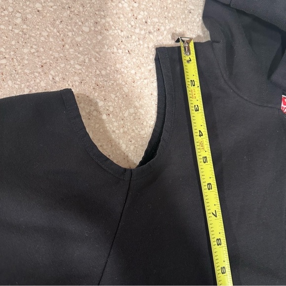 Kappa Open Shoulder Zip Jacket Leopard Neon Cropped Hoodie Black Large Cotton - Picture 15 of 16